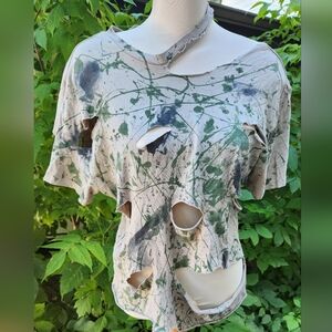 Abstract Art‎ Distressed Women's Top Grunge Cotton Different Unique Avant Garde